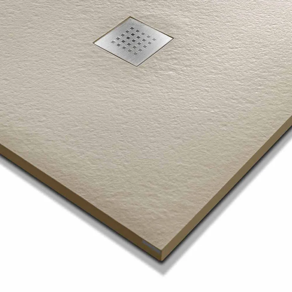Tabaka moderne drejtkëndëshe dushi 160x80 në rrëshirë me efekt guri - Domio Viadurini