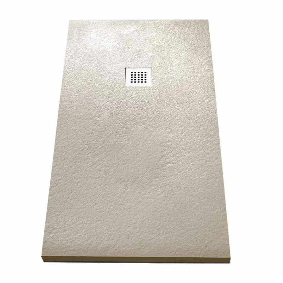 Tabaka moderne drejtkëndëshe dushi 160x80 në rrëshirë me efekt guri - Domio Viadurini