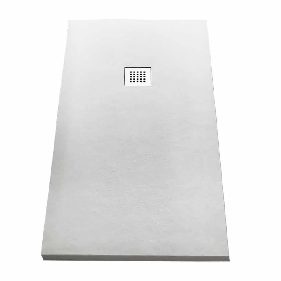 Tabaka moderne drejtkëndëshe dushi 160x80 në rrëshirë me efekt guri - Domio Viadurini