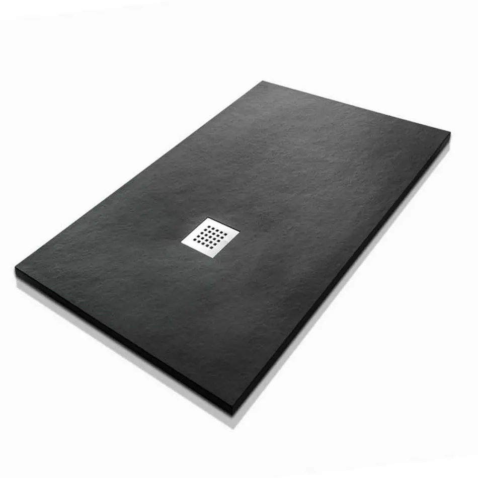 Tabaka dushi drejtkëndëshe 140x90 në përfundim të efektit prej guri rrëshire - Domio Viadurini