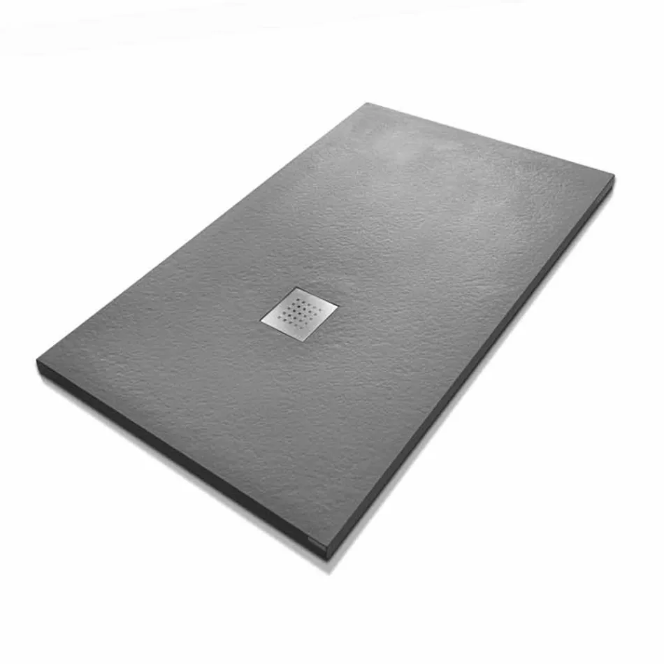 Tabaka dushi drejtkëndëshe 140x90 në përfundim të efektit prej guri rrëshire - Domio Viadurini