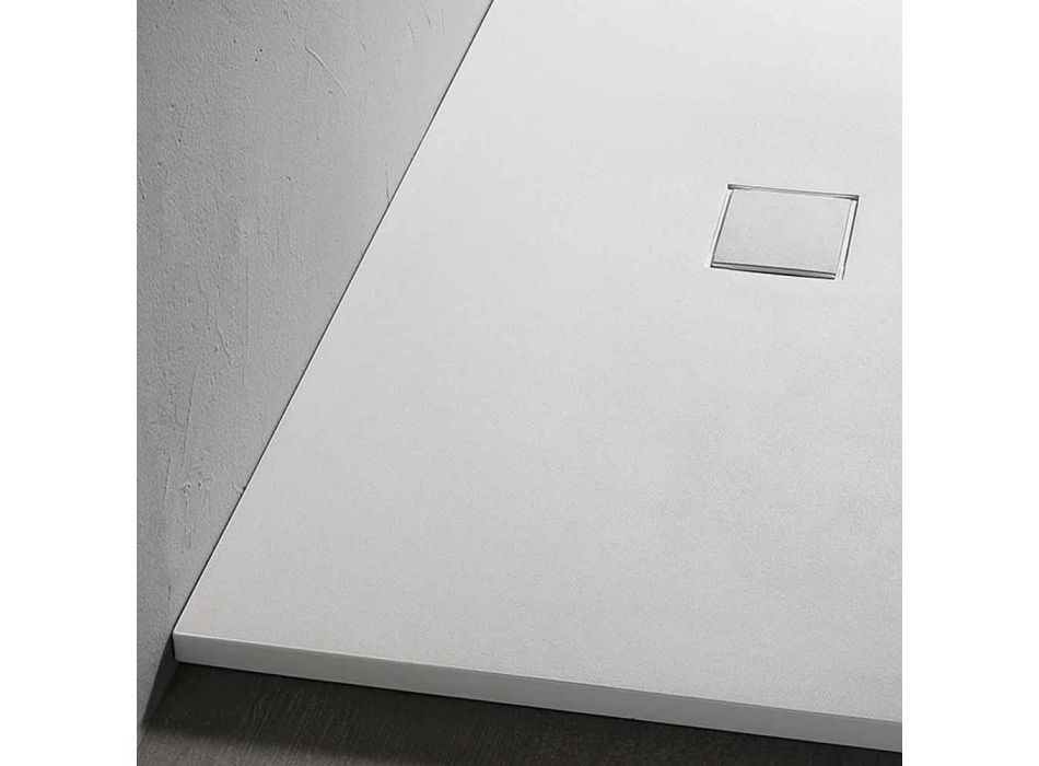 Tabaka dushi drejtkëndëshe 160x70 cm në dizajn modern të rrëshirës së bardhë - Estimo Viadurini