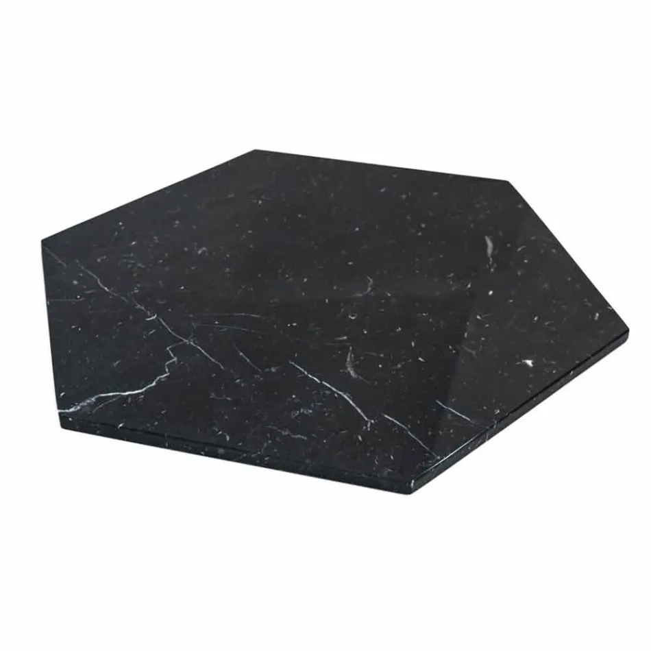 Pllakë Shërbimi Gjashtëkëndore në Mermer të Bardhë Carrara ose Marquinia të Zezë - Ludivine Viadurini