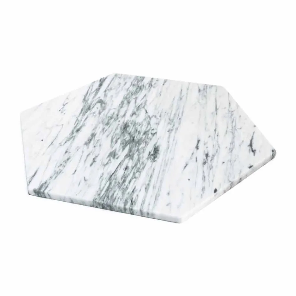 Pllakë Shërbimi Gjashtëkëndore në Mermer të Bardhë Carrara ose Marquinia të Zezë - Ludivine Viadurini