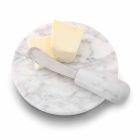 Pjatë për gjalpë me thikë në mermer të bardhë Carrara të bërë në Itali - Donni Viadurini