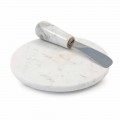 Pjatë për gjalpë me thikë në mermer të bardhë Carrara të bërë në Itali - Donni