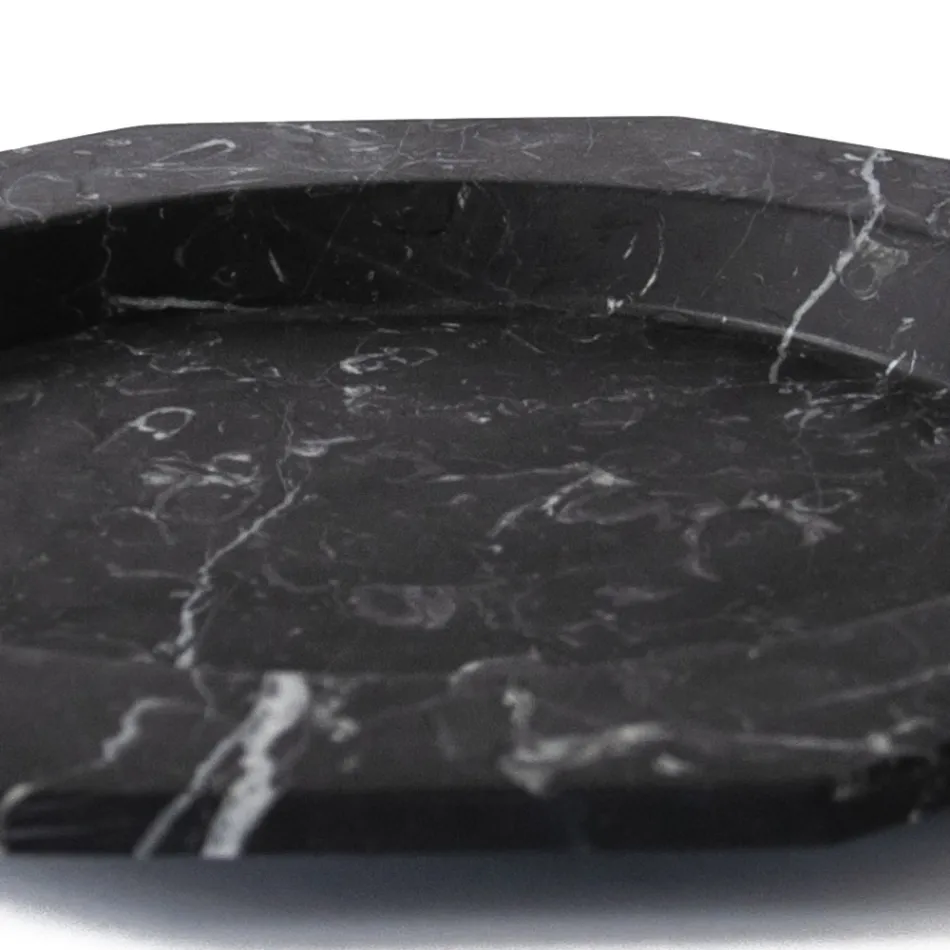 Pjatë e sheshtë me mermer sateni me dekorime të ndryshme dizajn luksoz italian - rodium Viadurini