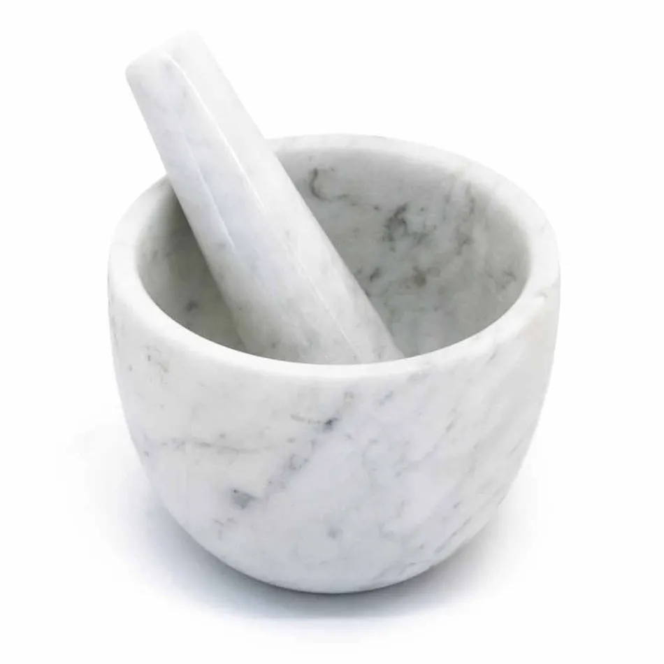 Llaç i Vogël me Pestle në Mermer të Bardhë Carrara Made in Italy - Mirel Viadurini