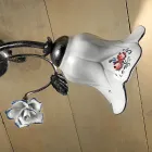 Llamba tavani me 2 drita metalike dhe qeramike me trëndafila të pikturuar me dorë - Pisa Viadurini