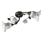 Llamba tavani me 2 drita metalike dhe qeramike me trëndafila të pikturuar me dorë - Pisa Viadurini