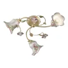 Llamba Tavani 3 Drita Me Tela E Kuqe E lyer me Dore Metal dhe Qeramike - Pisa Viadurini