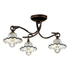 Llamba tavani me 3 ose 4 drita ne qeramike artizanale e dekoruar me dore - Rome Viadurini