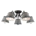 Llambë tavani me 3 ose 5 drita në qeramikë të pikturuar me dorë - qendisje - Ravenna Viadurini