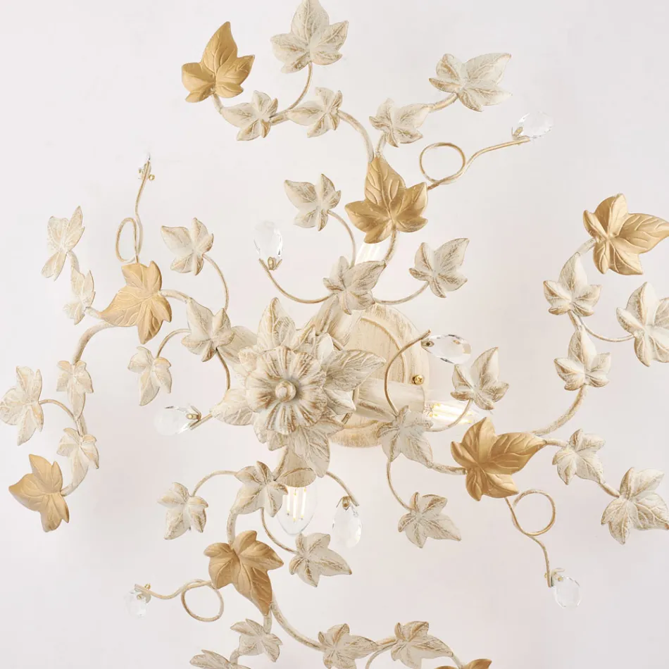 Llambë tavani prej metali dhe kristali me 6 ndriçues për ambiente të brendshme me një stil të sofistikuar – Orchidea Viadurini