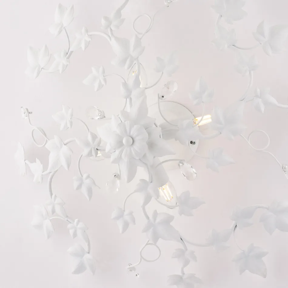 Llambë tavani prej metali dhe kristali me 6 ndriçues për ambiente të brendshme me një stil të sofistikuar – Orchidea Viadurini