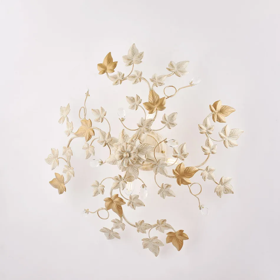Llambë tavani prej metali dhe kristali me 6 ndriçues për ambiente të brendshme me një stil të sofistikuar – Orchidea Viadurini