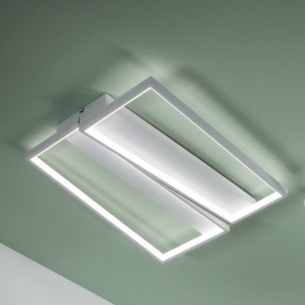 Llambë tavani LED me Strukturë Metal në Finish të Bardhë - Squadra Viadurini