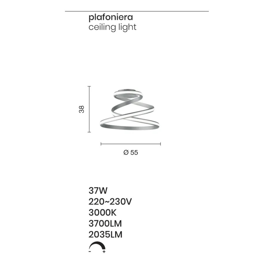 Llambë tavani LED me dizajn modern me lyerje të bardhë me metal - Rivolta Viadurini
