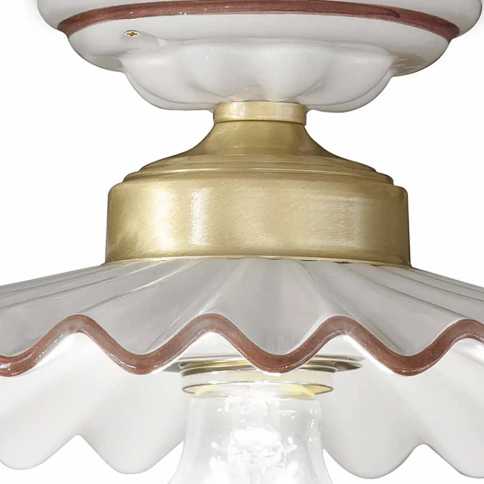 Llamba e tavanit të dizajnit fshatar bërë prej qeramike nga Ferroluce Viadurini