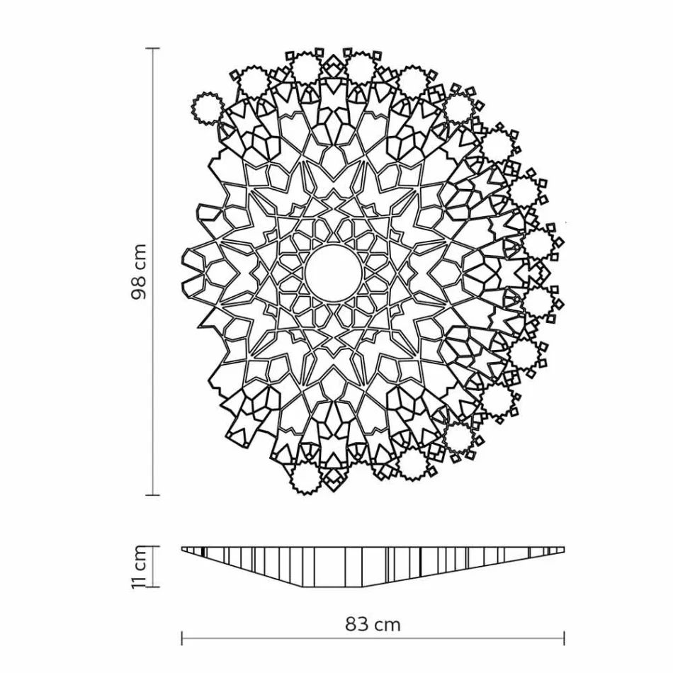 Drita e tavanit Applique në Technopolymer Bardhë ose Ari Design 2 Madhësitë - Katedralja Viadurini