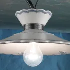 Llampa Tavani Artizanale në Qeramikë me Efekt Qëndisje Pikturë Dore - Ravenna Viadurini