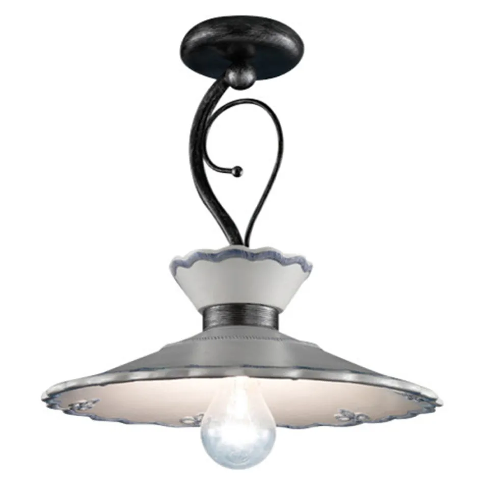 Llampa Tavani Artizanale në Qeramikë me Efekt Qëndisje Pikturë Dore - Ravenna Viadurini