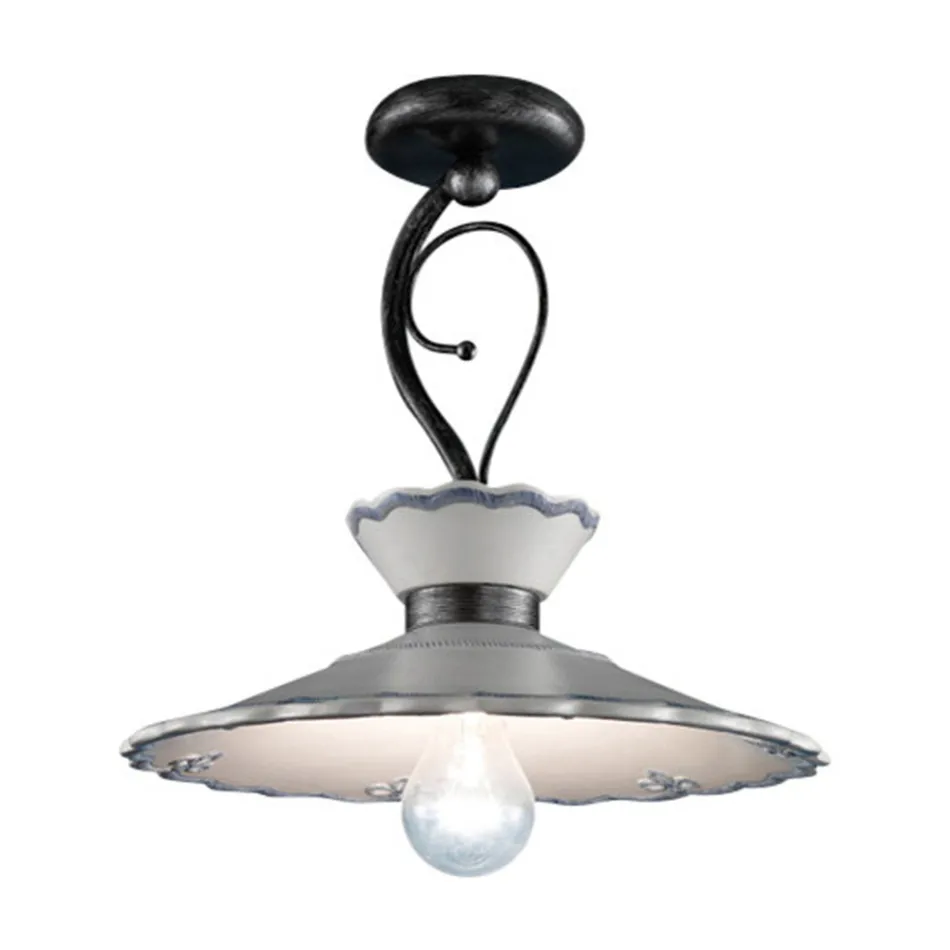 Llampa tavani Artizan në Qeramikë me Efekt Qëndisje Pikturë Dore - Ravenna Viadurini