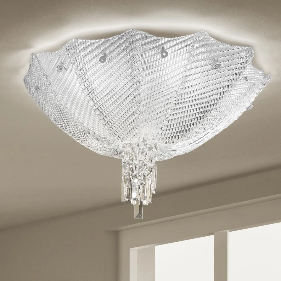 Llambë tavani veneciane prej xhami dhe metali e punuar me dorë e prodhuar në Itali - Fabiana Viadurini