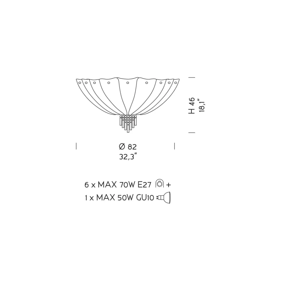 Llambë tavani veneciane prej xhami dhe metali e punuar me dorë e prodhuar në Itali - Fabiana Viadurini