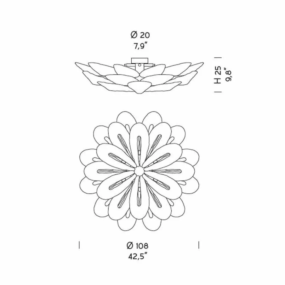 Llambë tavani artizanale në xham të tymosur venecian, prodhuar në Itali - Minos Viadurini