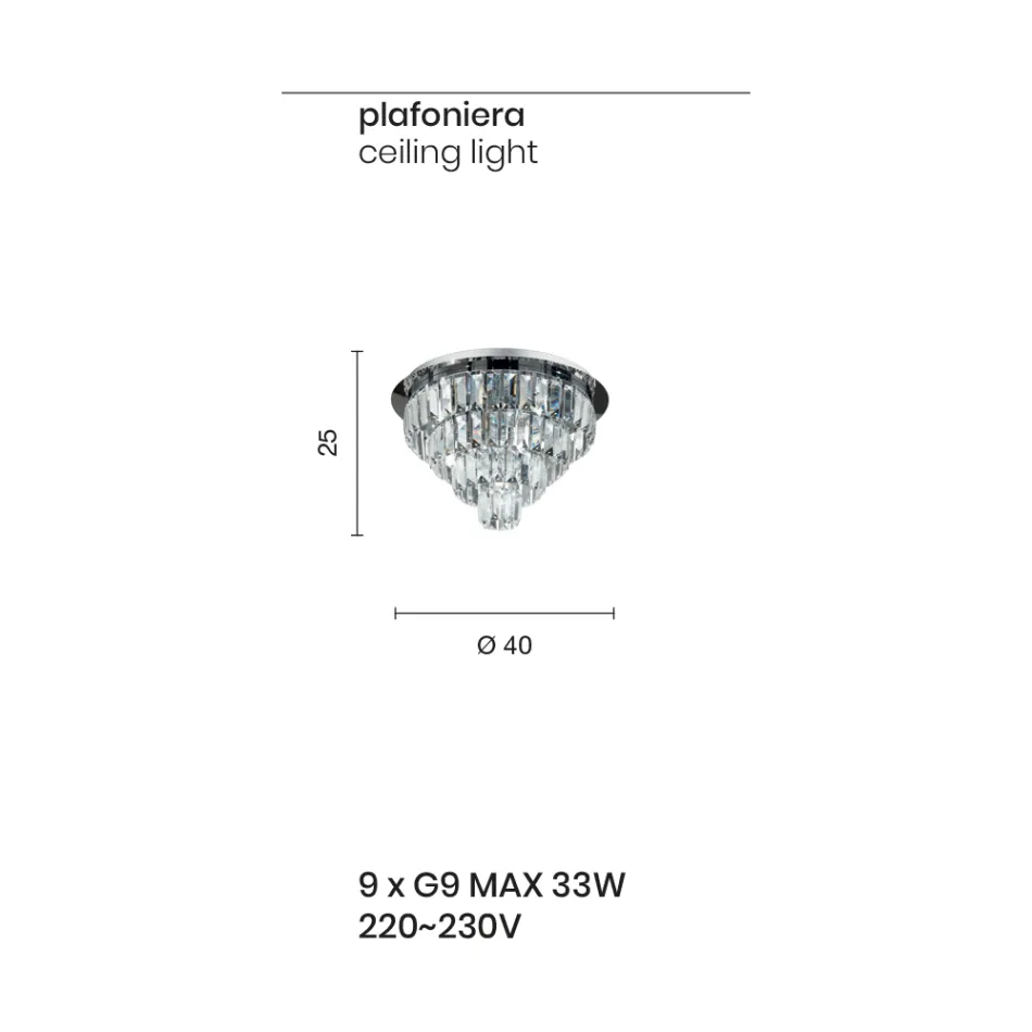 Llamba klasike tavani me varëse argjendi metalike dhe kristali - Jerome Viadurini