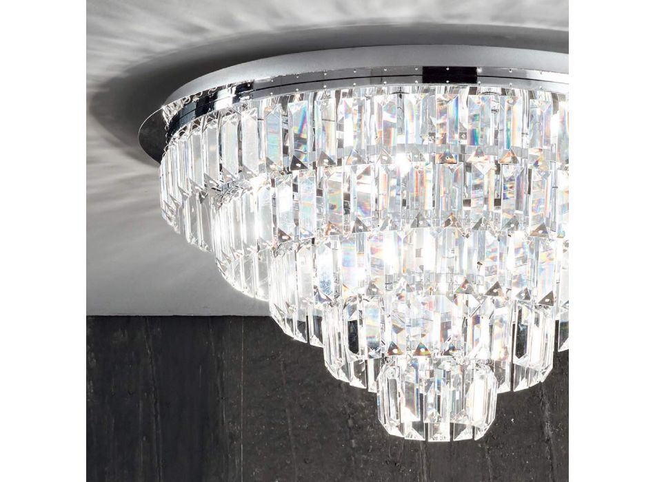 Llamba klasike tavani me varëse argjendi metalike dhe kristali - Jerome Viadurini