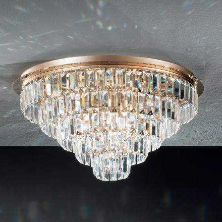 Llamba tavani klasike prej metali ari dhe varëse kristali luksoze - Jerome Viadurini