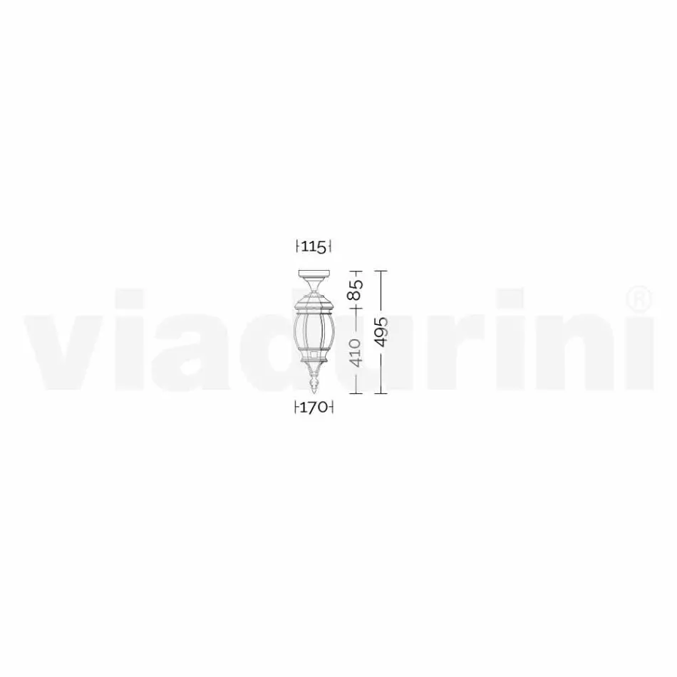 Llambë tavani në natyrë në alumin të ngordhur të bërë në Itali, Anika Viadurini