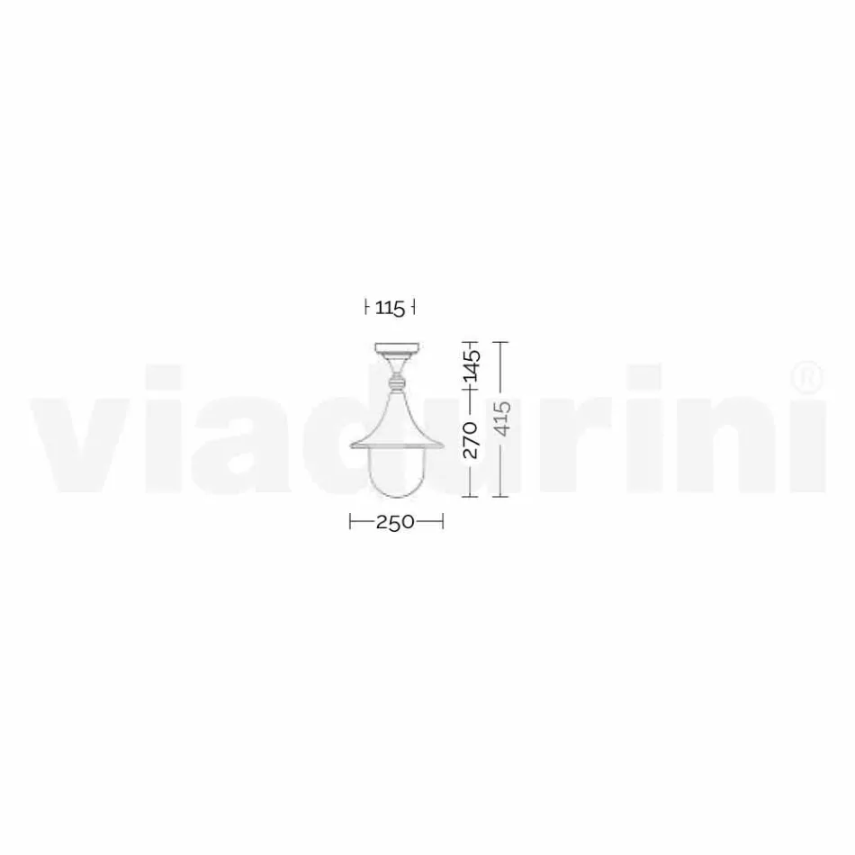Llambë tavani kopshti në alumin alumini të ngordhur të bërë në Itali, Anusca Viadurini