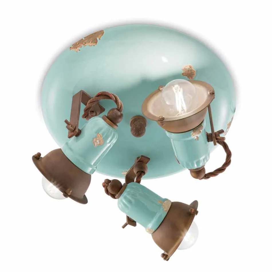 dizajn llambë tavani me tre drita ndriçimi të stilit industrial Allison Ferroluce Viadurini