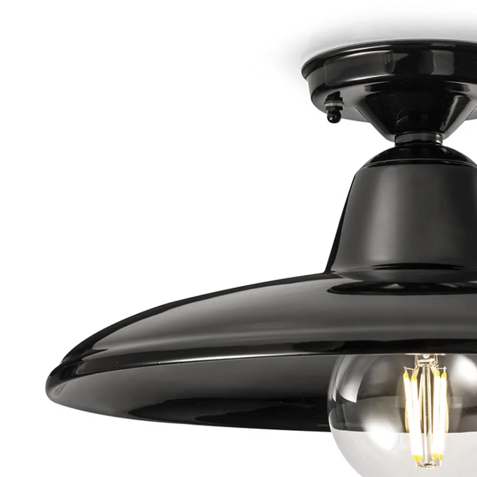 Llampa tavani prej qeramike dhe hekuri të zezë me dizajn Industrial Vintage - Bew Viadurini