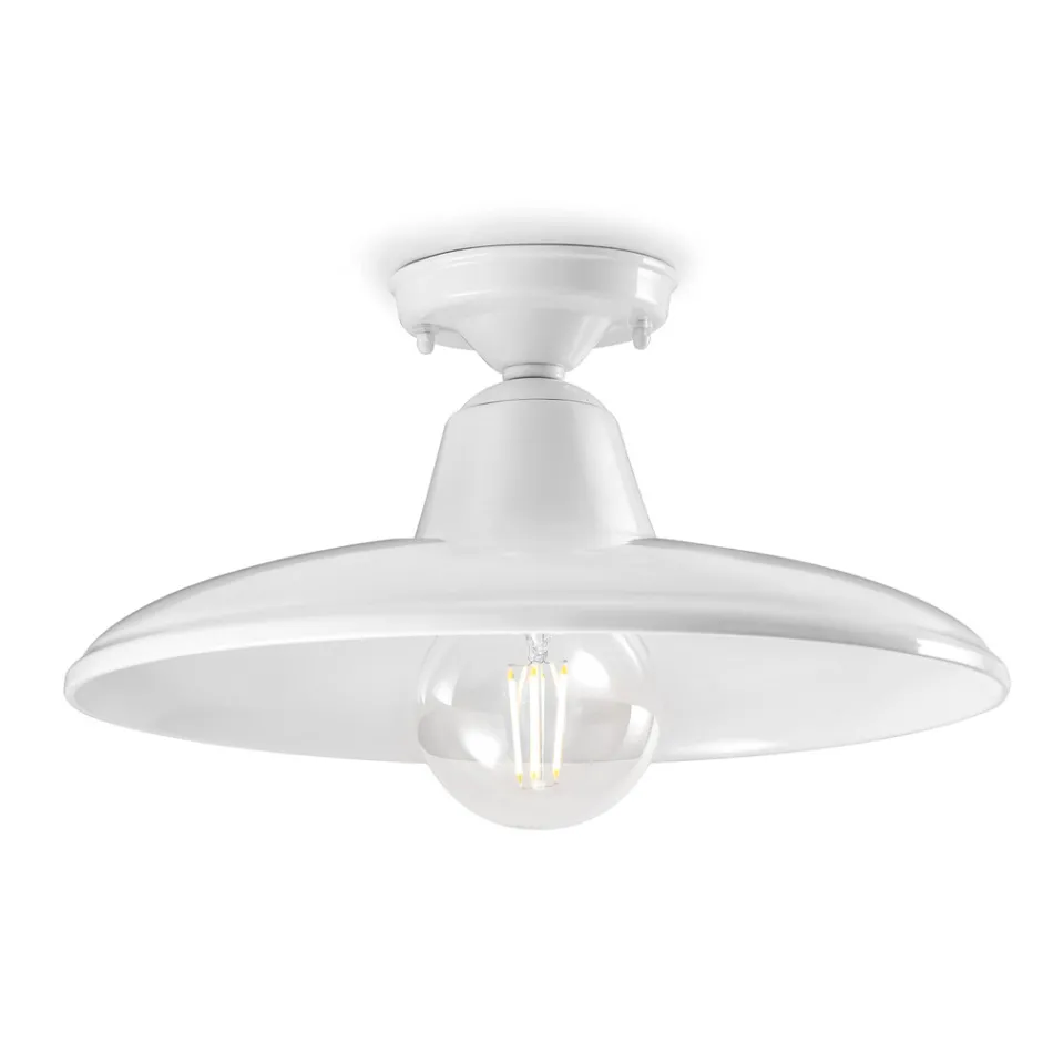 Llampa tavani prej qeramike dhe hekuri të zezë me dizajn Industrial Vintage - Bew Viadurini