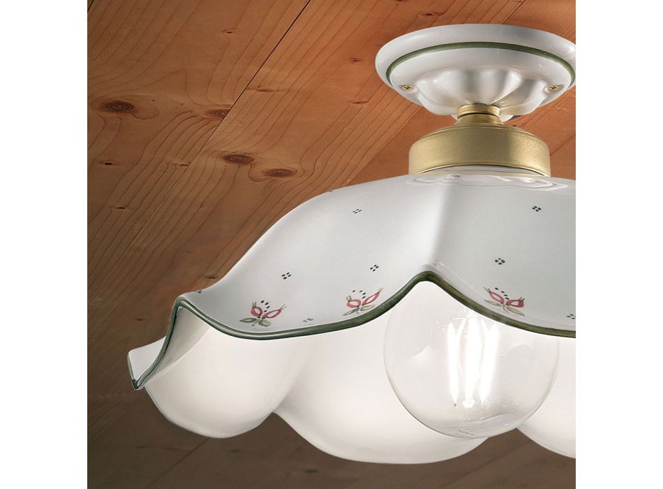 Llambë tavani qeramike e zbukuruar dhe e lyer me onde dhe me dorë - Belluno Viadurini