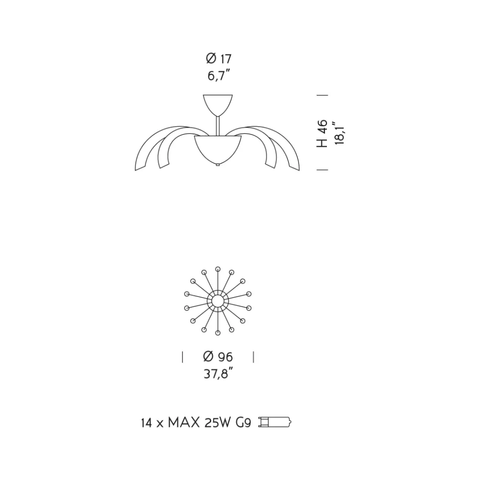 Llambë tavani veneciane prej xhami dhe metali e punuar me dorë në Itali - Jason Viadurini