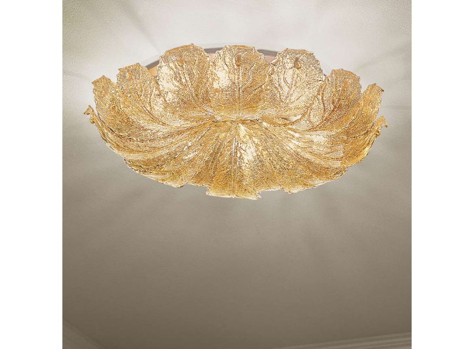 Llamba tavani ne qelq venecian dhe metal te bardhe Prodhuar ne Itali - Artemide Viadurini