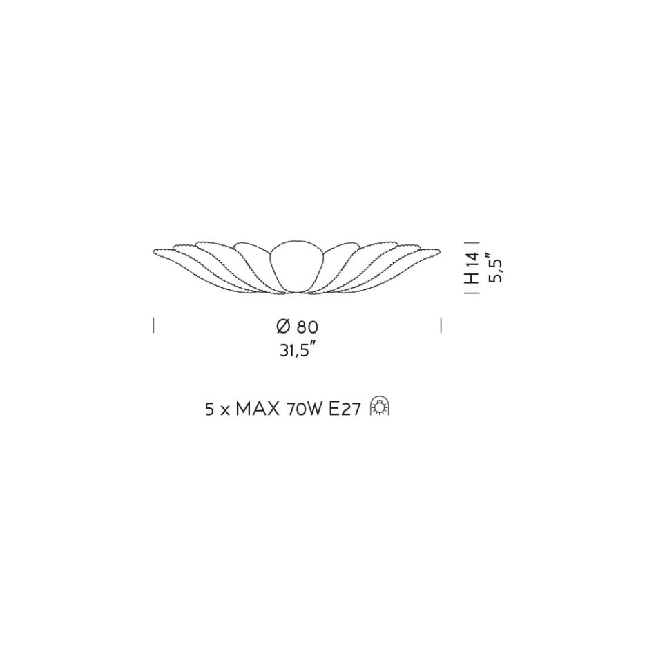 Llamba tavani në xhami venecian dhe metal të bardhë Prodhuar në Itali - Artemide Viadurini