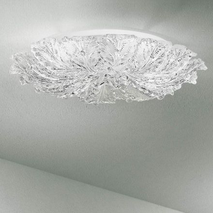Llamba tavani ne qelq venecian dhe metal te bardhe Prodhuar ne Itali - Artemide Viadurini