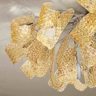 Llambë tavani prej xhami dhe metali, punuar me dorë në Itali - Diamonique Viadurini