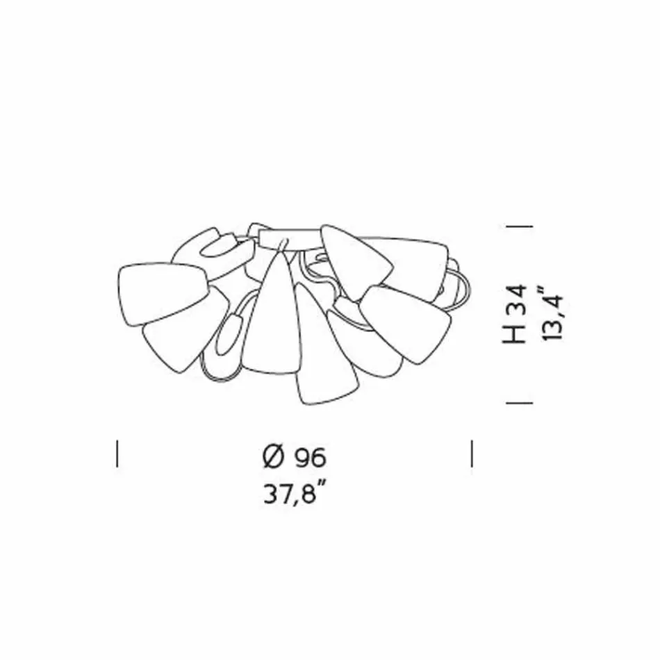 Llambë tavani prej xhami dhe metali, punuar me dorë në Itali - Diamonique Viadurini