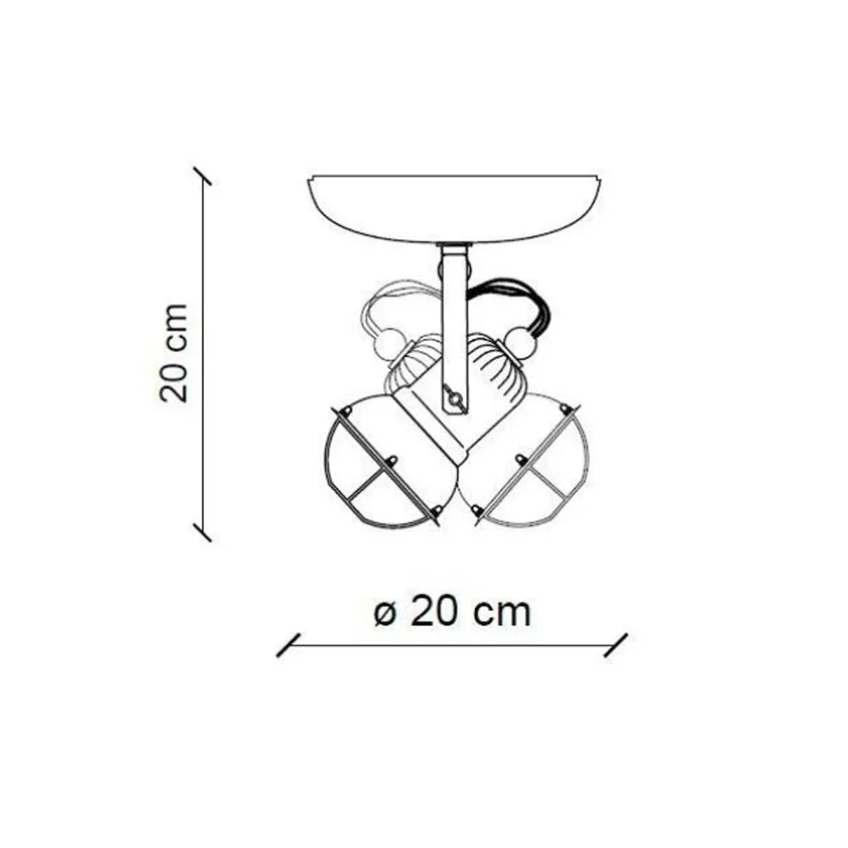 Llamba tavani industriale 2 llamba nga hekuri dhe qeramika e punuar me dorë - papafingo Viadurini