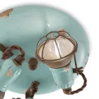 Dritë tavani industriale 3 llamba në hekur dhe qeramikë e punuar me dorë - papafingo Viadurini