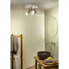 Llambë tavani të rrumbullakëta 3 ndriçues në tunxh dhe qeramikë e lyer me dorë - Savona Viadurini