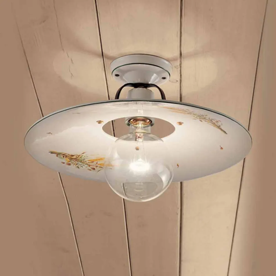 Llamba e rrumbullakët me tavan të zbukuruar Ferroluce tavan qeramik Viadurini