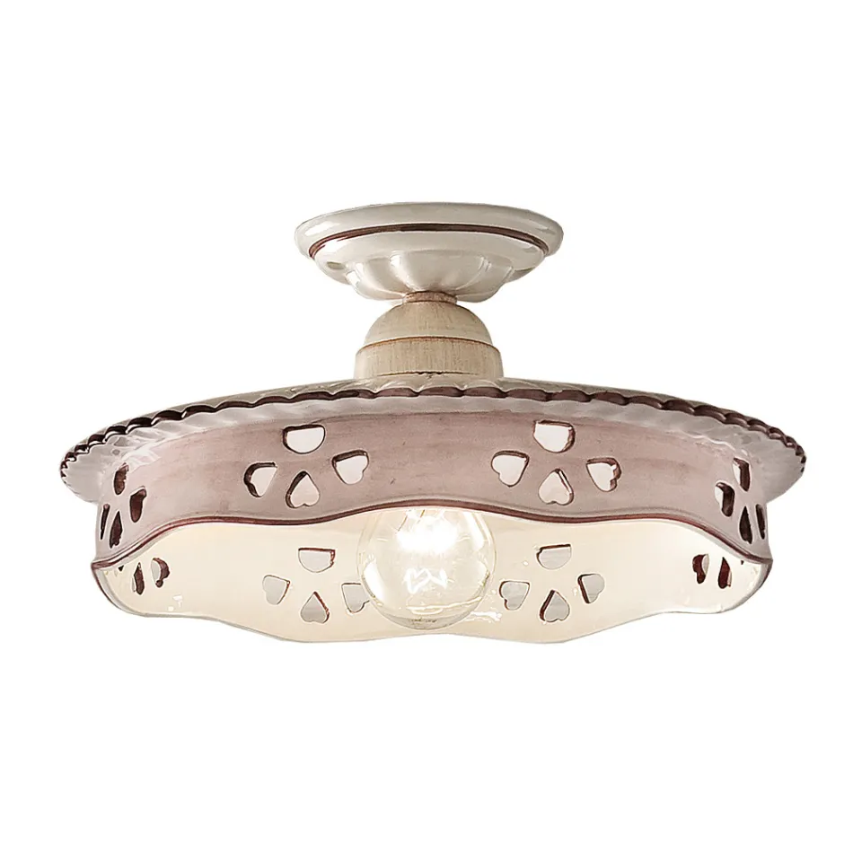 Llambë tavani vintage prej qeramike dhe hekuri të punuar me dorë 2 përmasa - Alessandria Viadurini